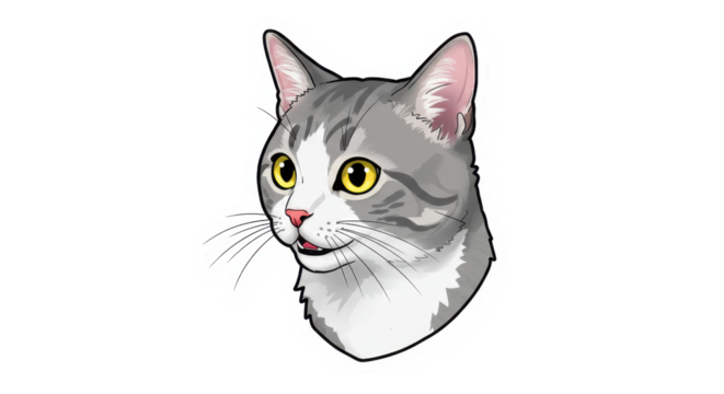 Funny Cartoon Cat Head Sticker