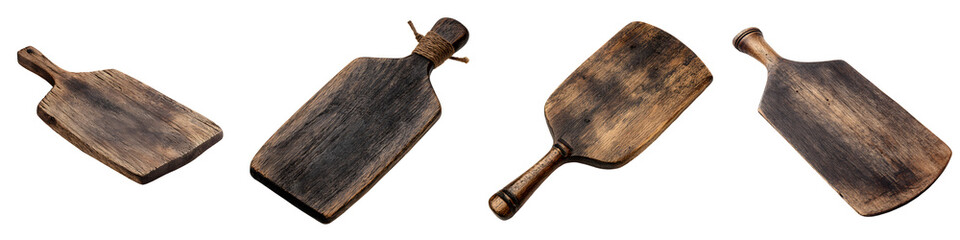 Dark Wood Cutting Boards in Different Views Isolated