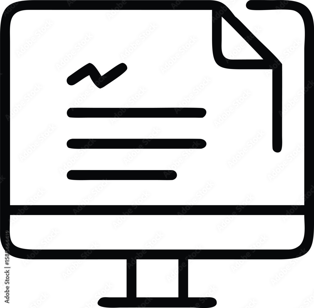 Poster computer screen displaying document with data chart and text in outline style