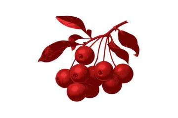 Obraz premium Red berries cluster on branch with leaves