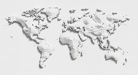 Obraz premium Abstract topographic world map sculpture with layered continents
