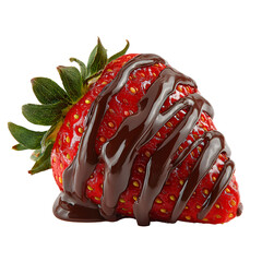 Closeup of Chocolate Covered Strawberry on White Background