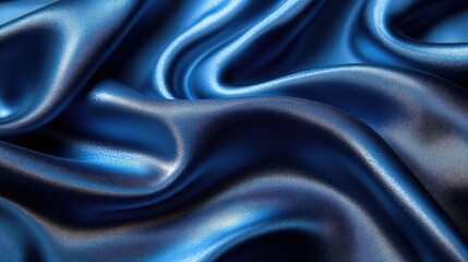 Fototapeta premium Blue satin fabric texture with folds and shimmer, luxurious textile background for fashion, elegance, or design themes