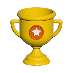 3d trophy cup winner success champion icon isolated on transparent background