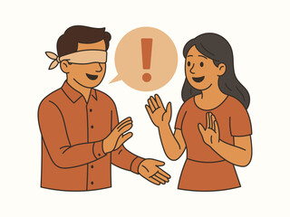 Love Is Blind Vector Cartoon Concept Illustration. Couple feeling in love enjoying blind date meeting