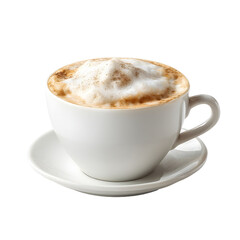 Creamy Cappuccino in White Cup on Saucer