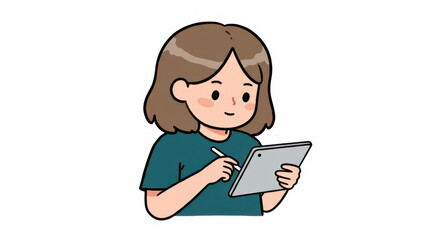 Cute Cartoon Character Using Digital Tablet and Stylus