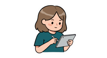 Cute Cartoon Character Using Digital Tablet and Stylus