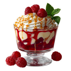 Elegant Raspberry Trifle with Caramel Sauce and Whipped Cream