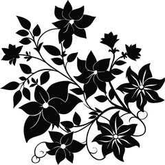 layered corner vines and petals in shadow style