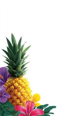 Fototapeta premium Tropical pineapple and flowers