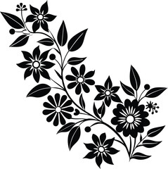 minimal floral point corner silhouette