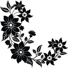 multi flower corner with curled silhouette edges