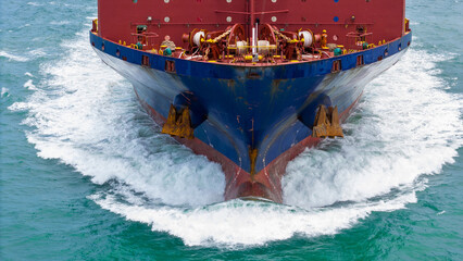 Nose Cargo container Ship, cargo vessel ship carrying container and running for import export...