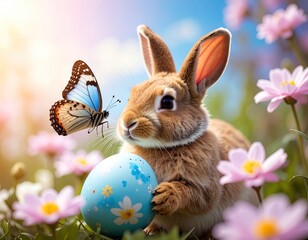 Adorable bunny with Easter egg