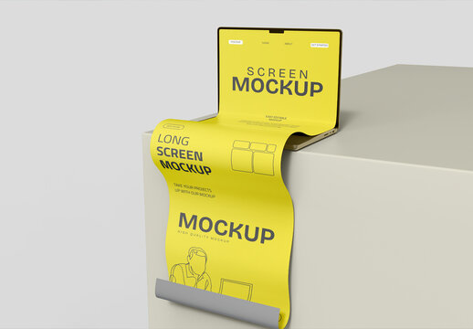 Laptop Long Screen Scroll Mockup