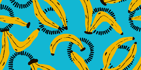 Playful Banana Cluster on Turquoise Pattern