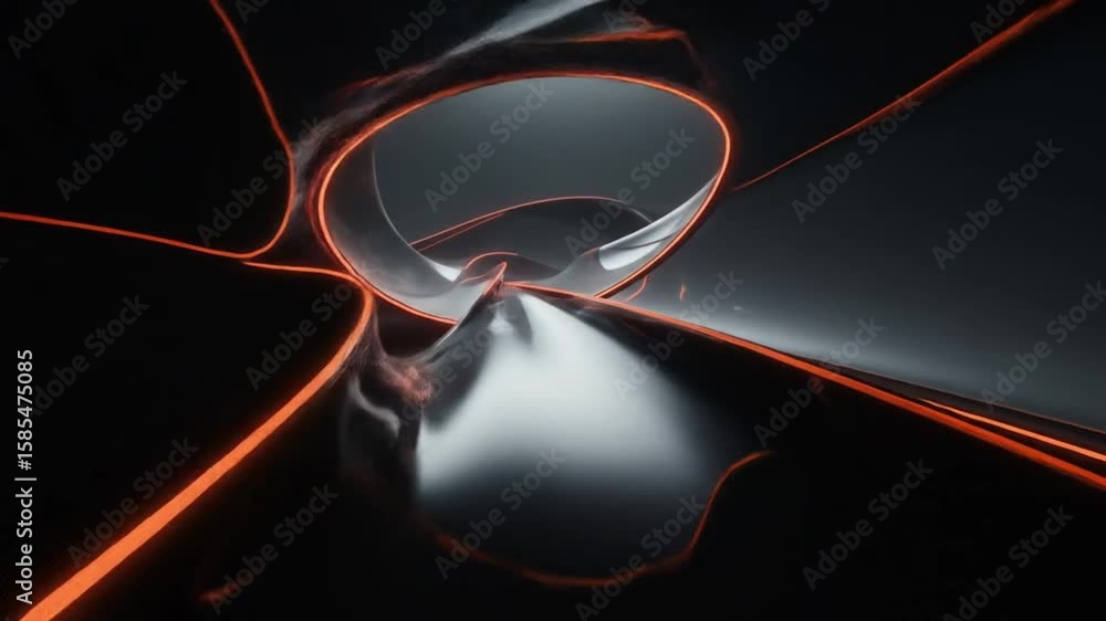 Poster luminous lines carve through the void