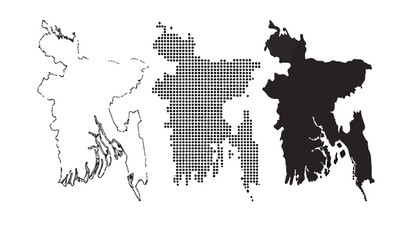 World & Bangladesh Map Vector Set 
