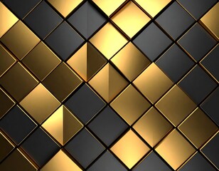 Abstract geometric pattern of gold and black squares