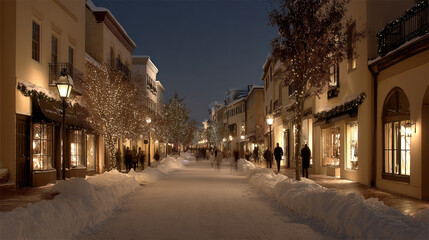 Obraz premium minimalist atmosphere of christmas celebration in usa showcasing festive street lights