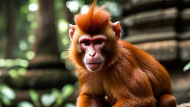 A video showcases the toque macaque, a reddish-brown monkey from Sri Lanka&rsquo;s forests, noted for its distinctive head hair whorl and lively, playful behavior in its natural habitat