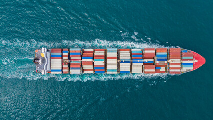 Tow view  Cargo Container ship the ocean ship carrying container and running for import export...