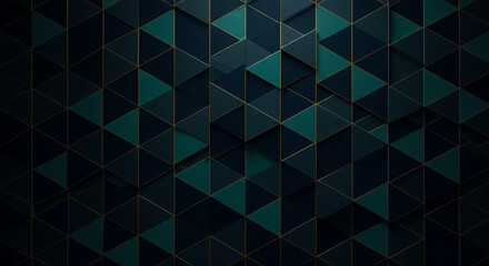 Dark teal and navy blue geometric triangle pattern with gold edges