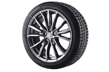 Fototapeta premium Winter tire with alu rim on free On isolated transparentwhite background in PNG format.