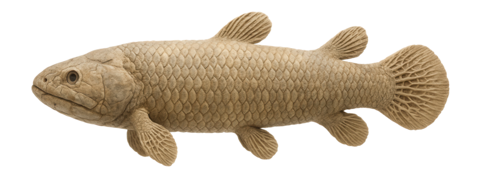 Devonian era osteolepiform fish with cylindrical body and lobed fins