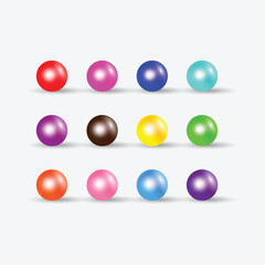 colorful shiny glossy spheres on white background