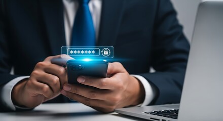 Man entering password on smartphone for security