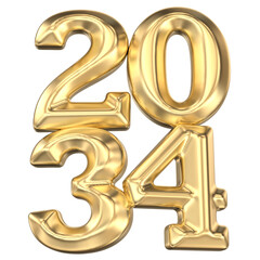 Number Gold Fore New Year 3D Render
