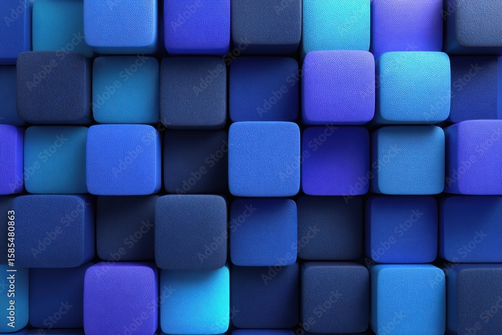 Poster blue toned cubes create a structured, textured 3d background pattern. it can be used for tech, desig
