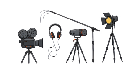Film Production Equipment Illustration Set