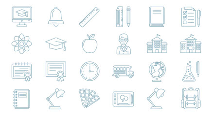 Education and School Line Art Icons