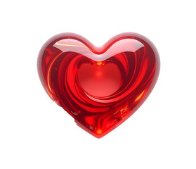 Translucent Heart Design with Red Liquid Swirling Inside Symbolizing Love and Emotion isolated on White Background top view
