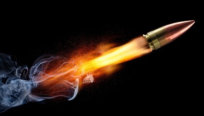 Fototapeta premium a fast bullet with fire and smoke