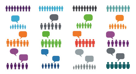 Stylized People and Speech Bubble Graphics