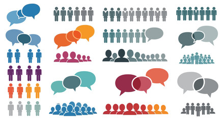Stylized People and Speech Bubble Graphics