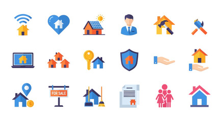 Fototapeta premium Flat Design Real Estate and Home Icons