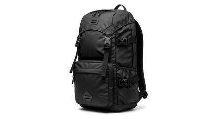 Black backpack isolated on white background