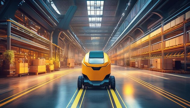 agv automated guided vehicle in warehouse logistic and transport