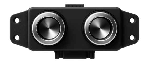 Ultrasonic sensor module with dual transducers and mounting brackets