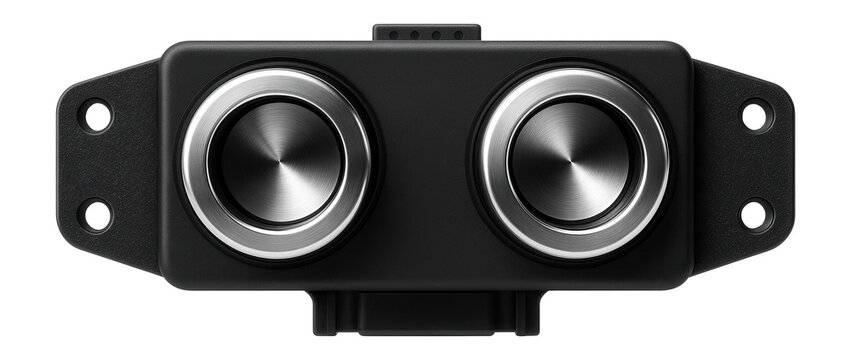 Ultrasonic sensor module with dual transducers and mounting brackets