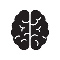 Brain Silhouette Icon Vector on White Background