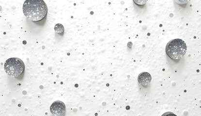 Black and White Glitter Circles on White Textured Background top view
