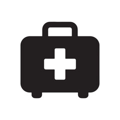 First Aid Kit Silhouette Vector Icon for medical, emergency, and healthcare.