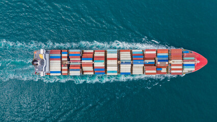 Tow view  Cargo Container ship the ocean ship carrying container and running for import export...