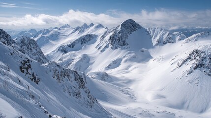 Obraz premium Snowy mountain peaks under a clear sky